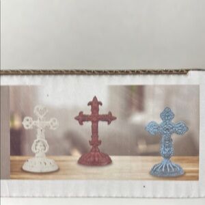 Decorative Cross Set in White, Red, and Blue